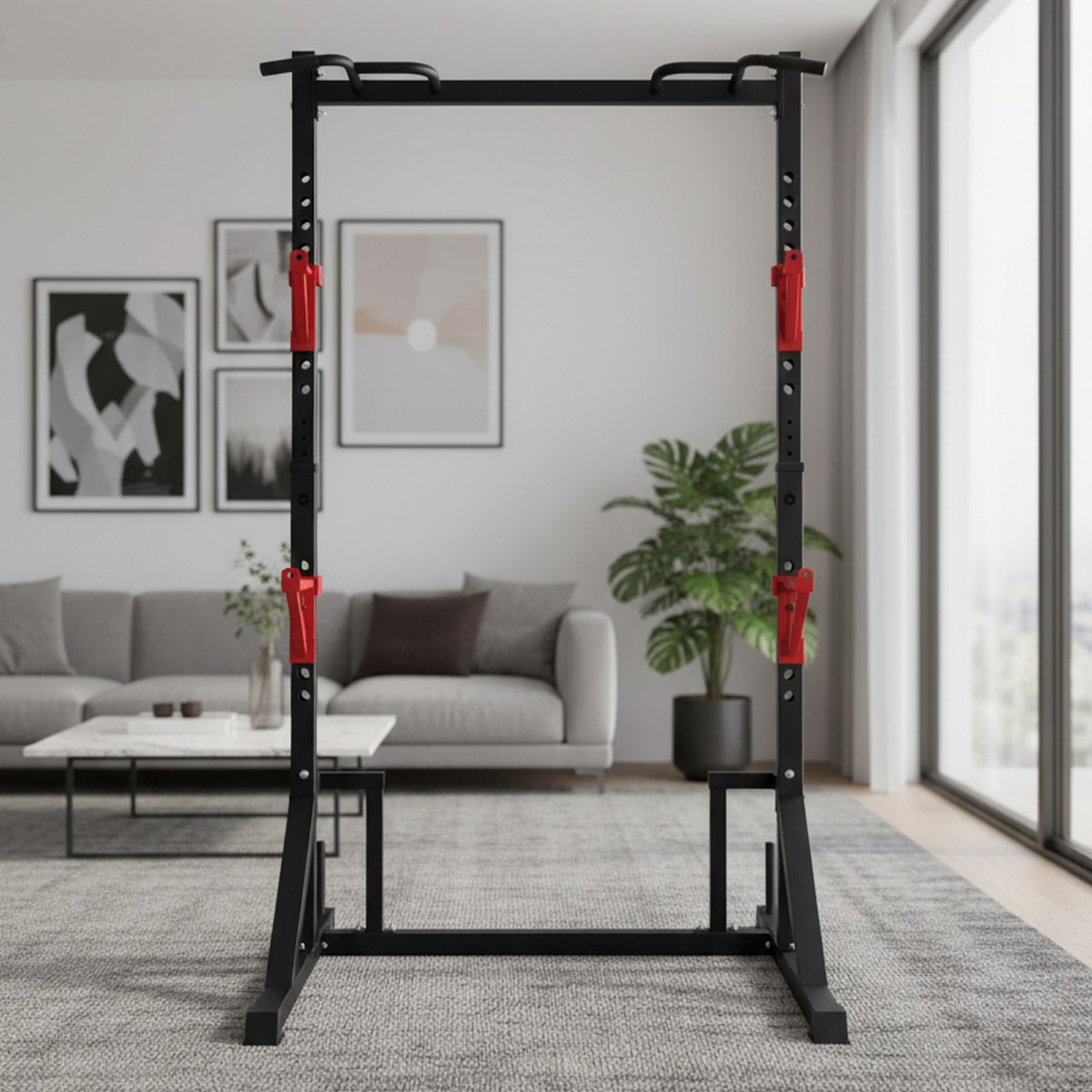Fitness Home Gym Equipment - رف قوة قابل للتعديل مع قضيب