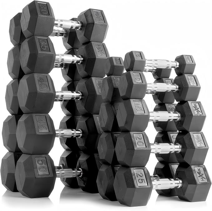Home Gym Custom - أثقال سداسية الشكل مغطاة بالمطاط عالي