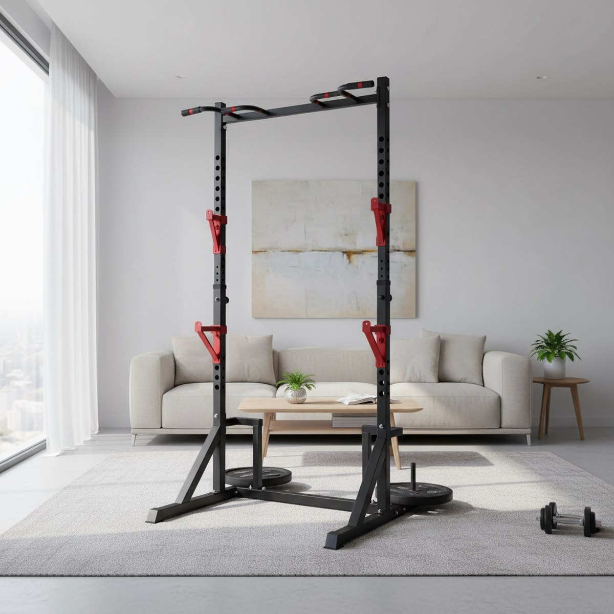 رف قوة قابل للتعديل مع قضيب سح - مراجعة Fitness Home Gym Equipment وسعره