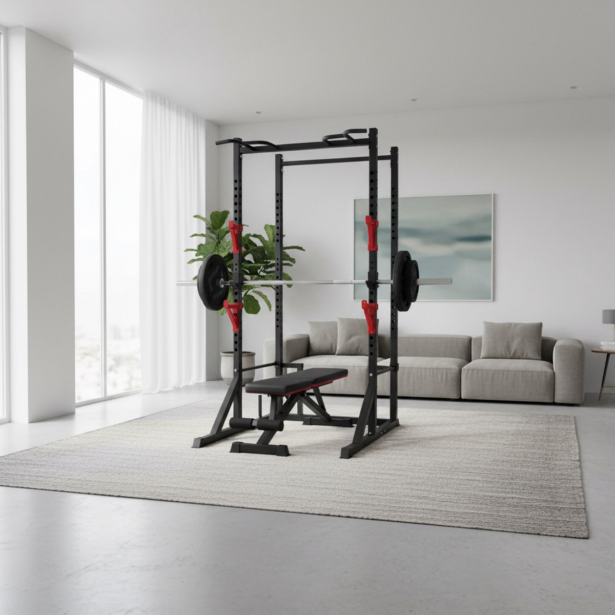 رف قوة قابل للتعديل مع قضيب سح - مراجعة Fitness Home Gym Equipment وسعره